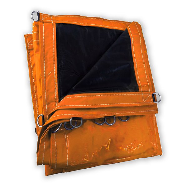 LONA PVC LOCOMOTIVA LARANJA/PRETO COM ARGOLA - 4,5X5