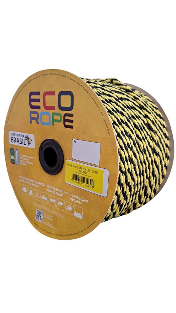 Corda Sinalização Preta/amarela C/165m 10mm Zebrada Arteplas
