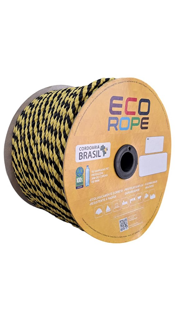 Corda Sinalização Preta/amarela C/105m 12mm Zebrada Arteplas
