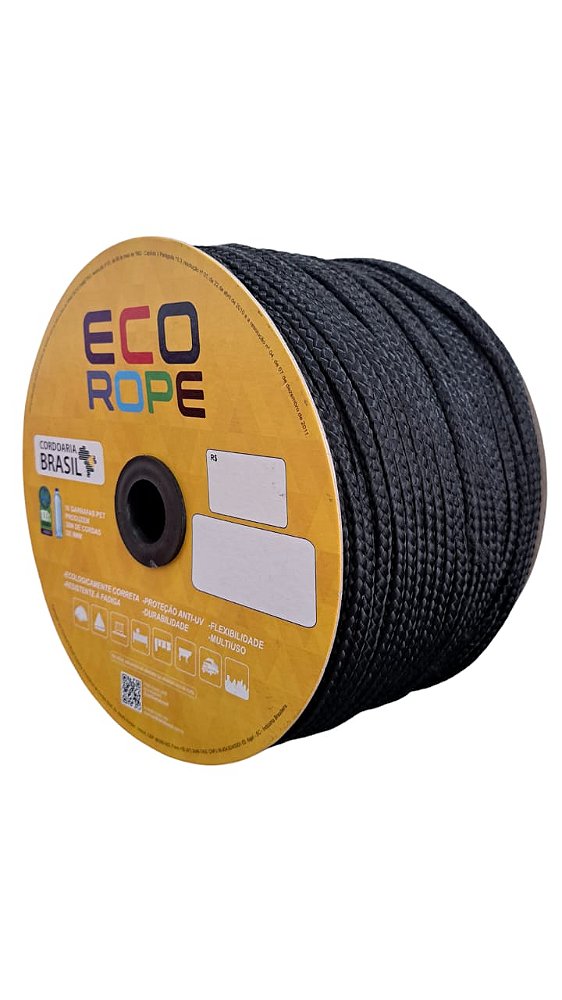 Corda Eco Rope c/240m 08mm Poliéster Preta Anti-UV