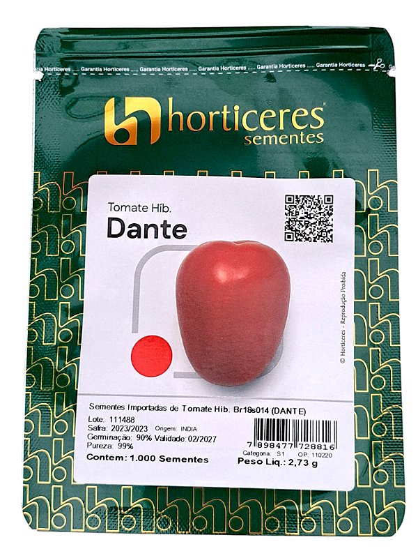 Tomate Híbrido Dante Horticeres 1000 Sementes