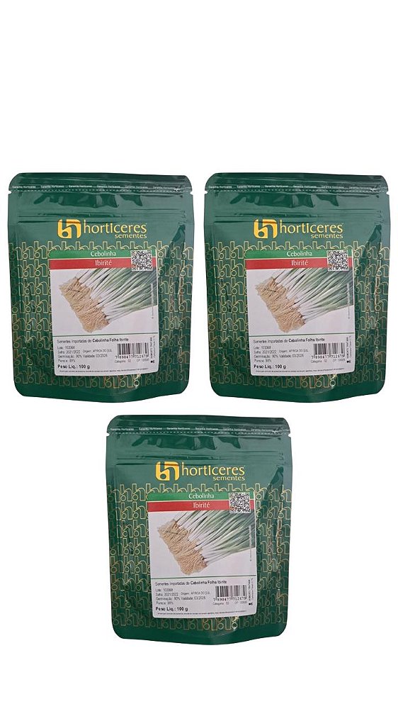Semente Cebolinha Ibirité 100g Horticeres 3 Pacotes
