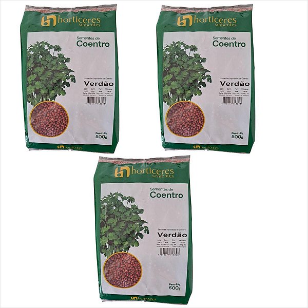 Semente Coentro Verdão Horticeres 500g 3 Pacotes