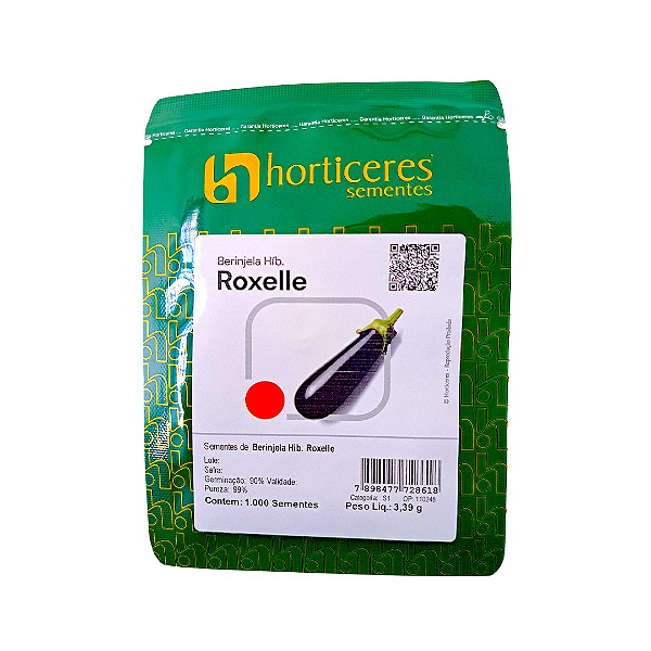 Berinjela Híbrida Roxelle 1000 Sementes Horticeres Alta Produtividade