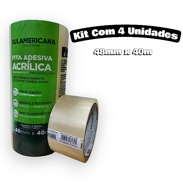 Kit 8 Fitas Transparente 48x40m Sulamericana - Para embalagens