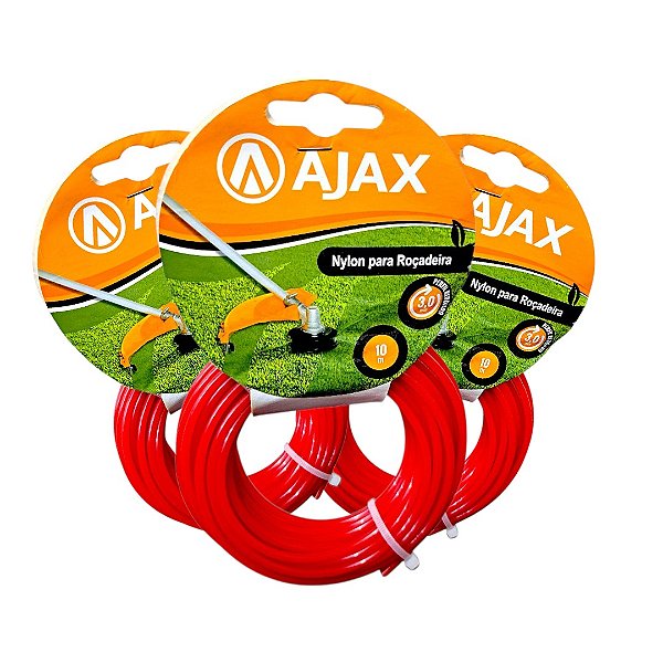 Fio De Nylon Para Roçadeira Cortador Ajax 10 Metros 3 Uni