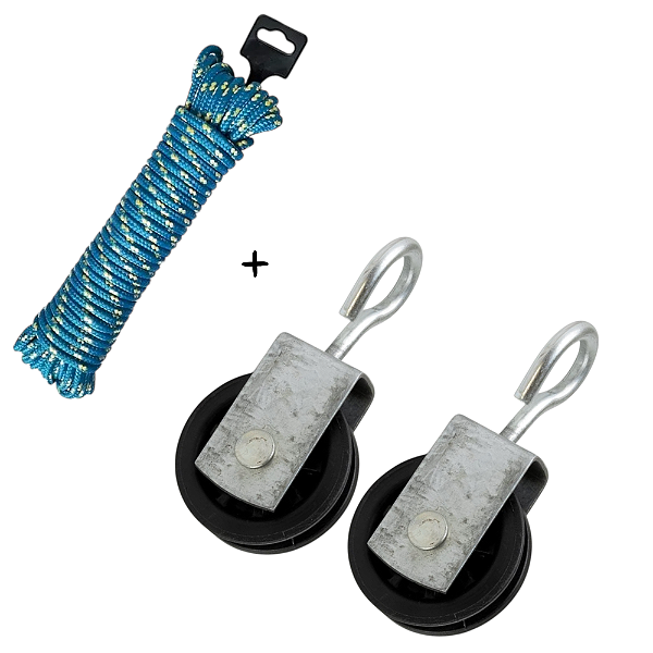 2 Roldanas Robustec 250kg + Corda 8mm 30m Arteplas