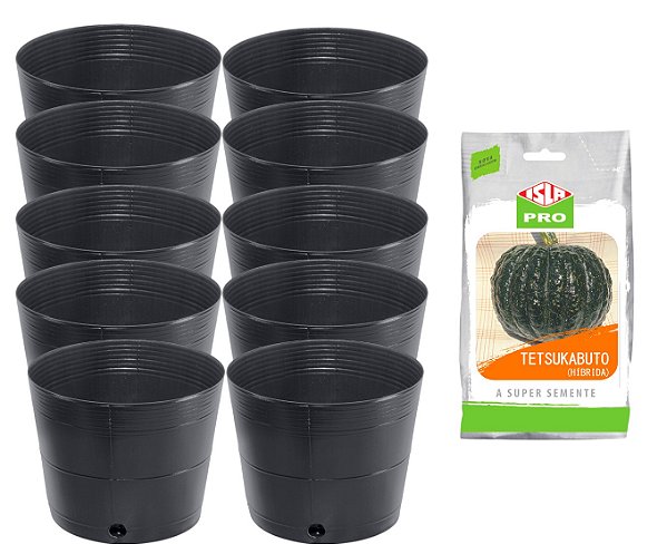 10 Vasos Nutriplan 2,8L + Semente Abóbora Tetsukabuto F1 50g Isla