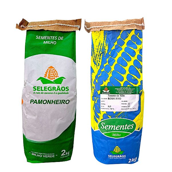 Sementes Milho Híbrido Pamonheiro 2kg + Robusto Selegrão 2kg