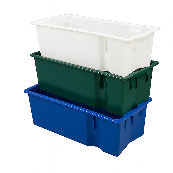 Caixas 24L  Para Transporte - Branca, Verde e Azul - Injesul