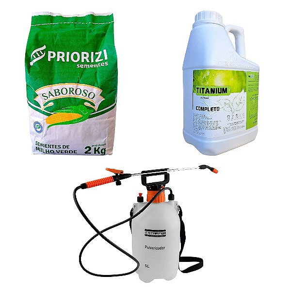 Kit 2KG Semente Milho Priorizi + 5L Galão Titanium Com Pulverizador