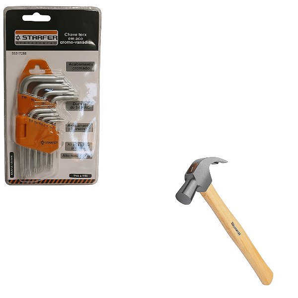 Jogo de Chave Torx 9 Peças + Martelo Sparta 20mm