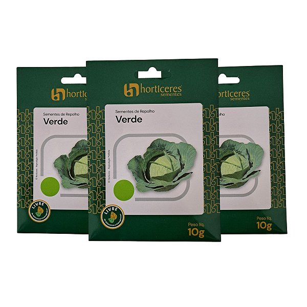 30g de Semente Repolho Verde Horticeres - Colheita Abundante
