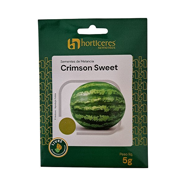 5g Sementes de Melancia Crimson Sweet Horticeres – Frutos Grandes e Polpa Vermelha
