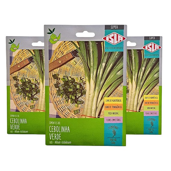 Kit 3 Unidades Sementes de Cebolinha Verde - Isla Sementes