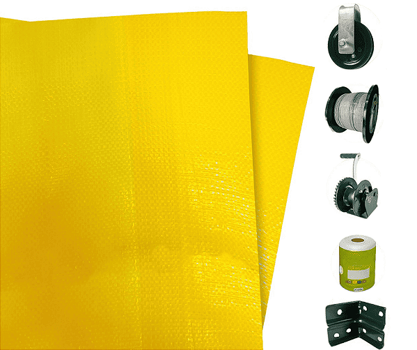 Cortina Aviária Amarela 2,60x44m Com Kit Instalação - Criação de Aves e Suínos