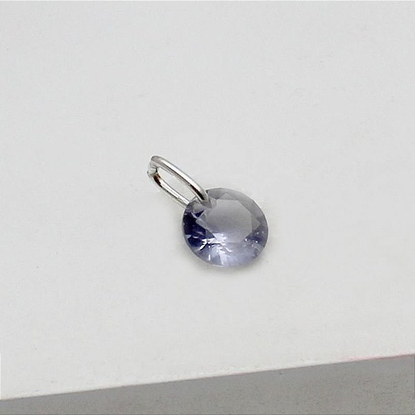 Pingente Prata Pedra de Vidro 6mm Redonda Cores