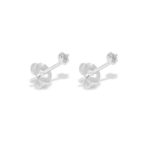 Brinco Prata Zirconia Carre 2mm