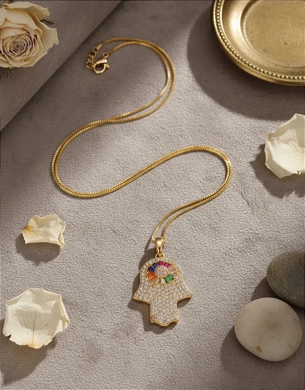 Colar Hamsá - Mão de Fatima