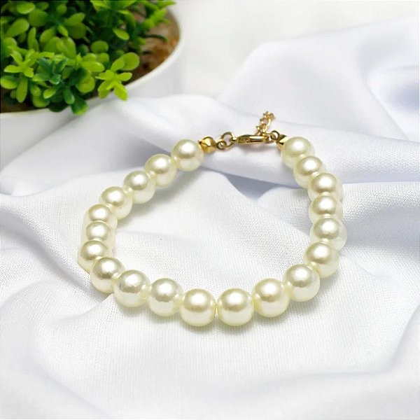 Pulseira 16+4cm Perolas Continuas 8mm