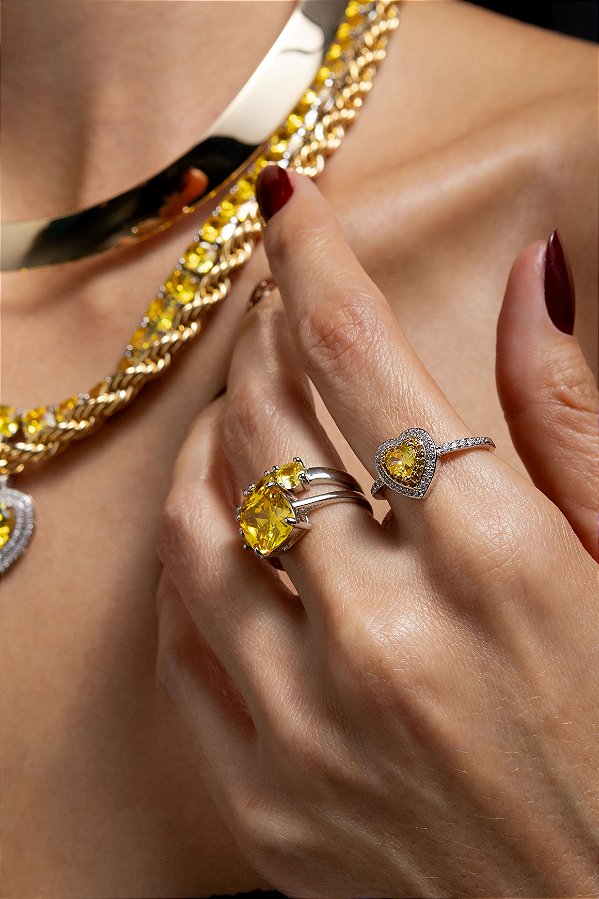 Anel Coração em Ródio Branco