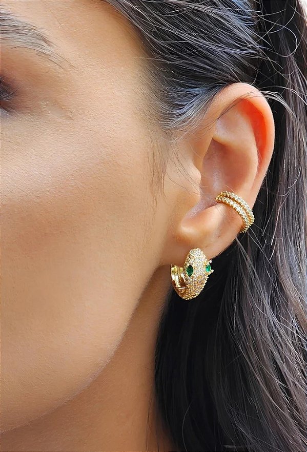 Brinco de Argola click Cobra Cravejada