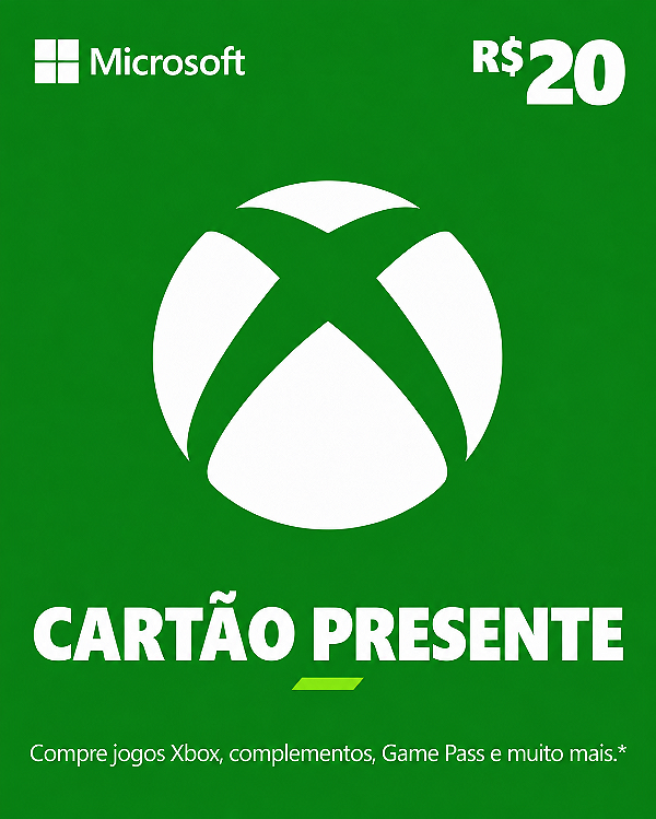 Cartão Presente Xbox R$ 20 Reais Código Digital de Resgate