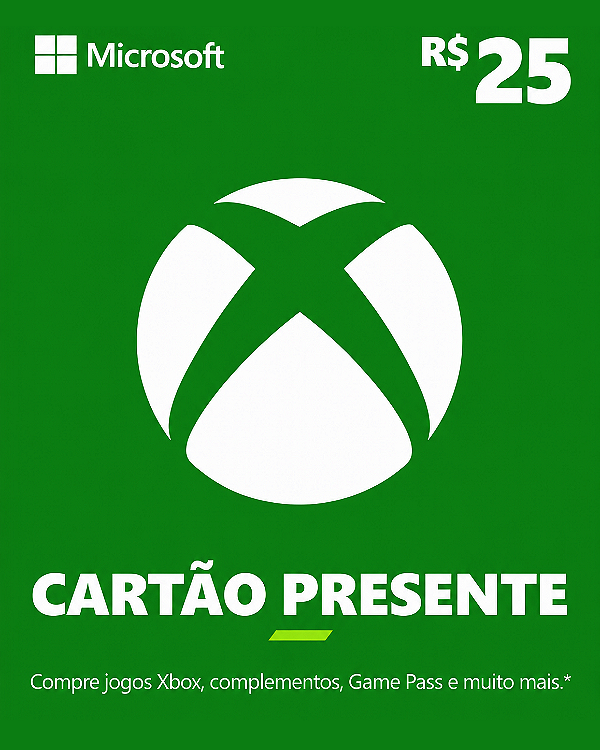Cartão Presente Xbox R$ 25 Reais Código Digital de Resgate
