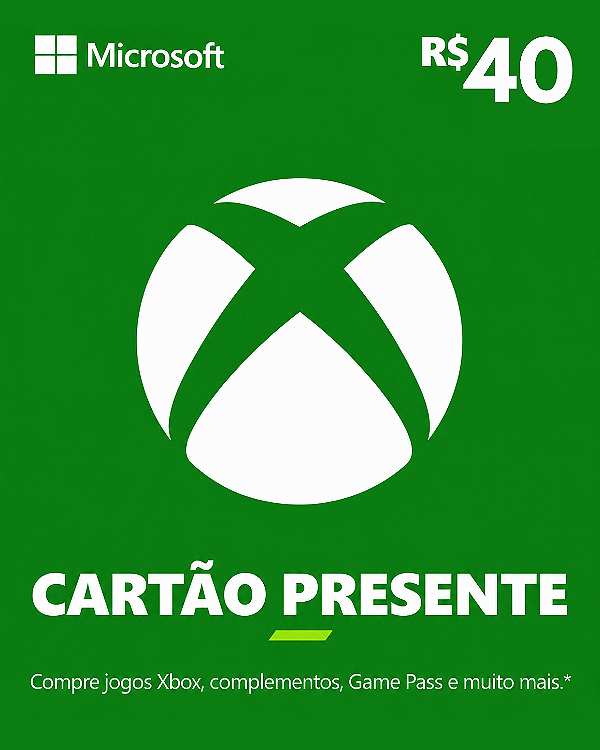 Cartão Presente Xbox R$ 40 Reais Código Digital de Resgate
