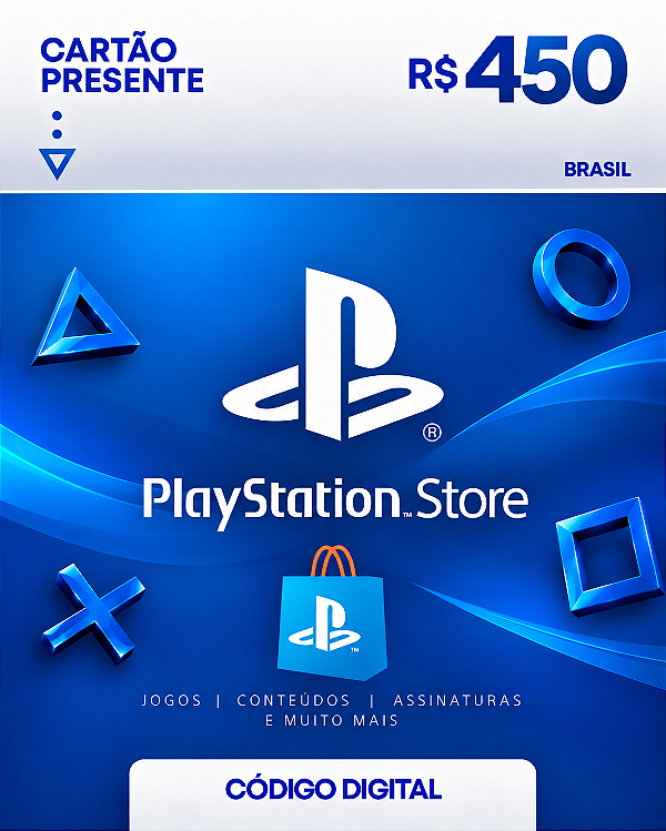 Cartão Playstation Store Brasil Psn Card 450 Reais