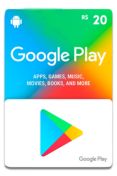 Cartão Google Play 20 R$ Código de Resgate Digital