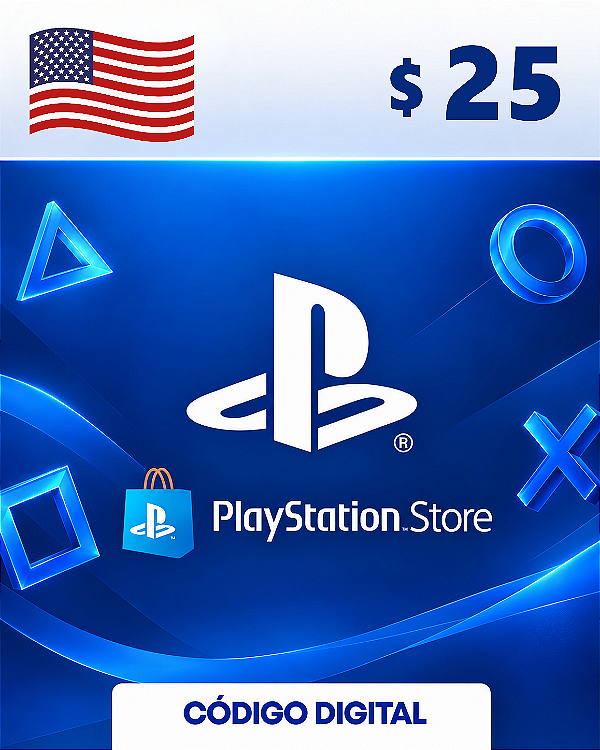 Cartão Playstation Store $25 Dólares USA - Código Digital