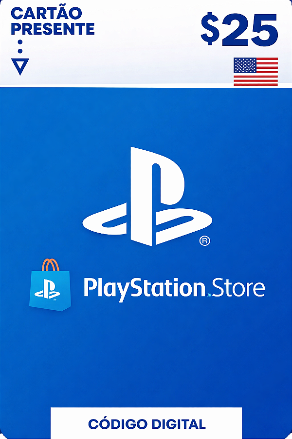 Cartão Playstation Store $25 Dólares USA - Código Digital