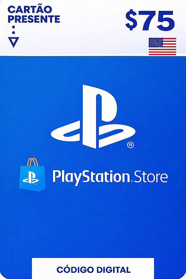 Cartão Playstation Store $75 Dólares USA - Código Digital