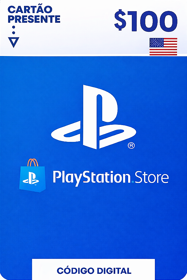 Cartão Playstation Store $100 Dólares USA - Código Digital
