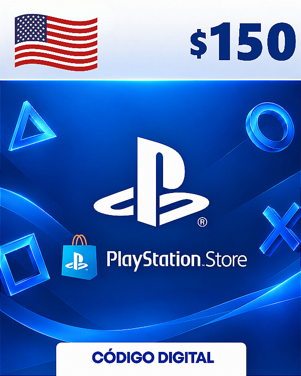 Cartão Playstation Store $150 Dólares USA - Código Digital