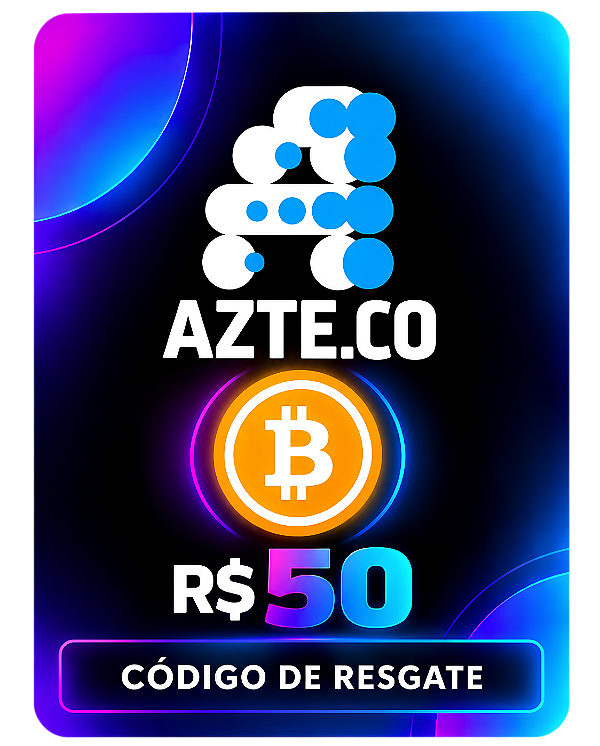 Cartão Presente R$ 50 Bitcoin Azteco Código de Resgate