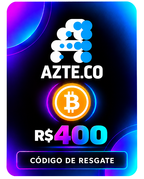Cartão Presente R$ 400 Bitcoin Azteco Código de Resgate