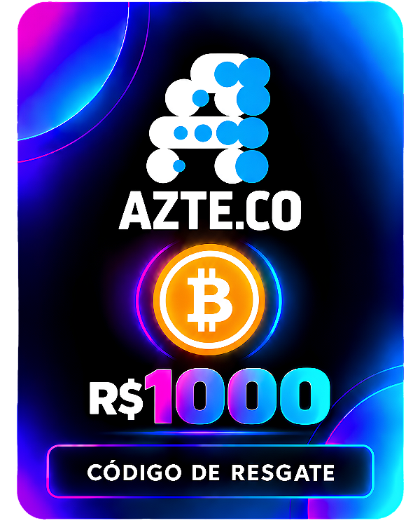 Cartão Presente R$ 1000 Bitcoin Azteco Código de Resgate