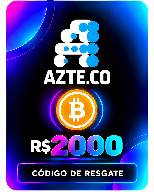 Cartão Presente R$ 2000 Bitcoin Azteco Código de Resgate