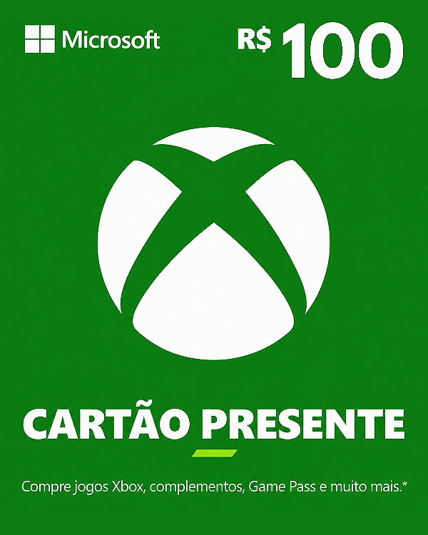 Cartão Presente Xbox R$ 100 Reais Código Digital de Resgate