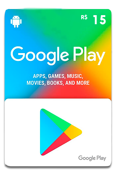 Cartão Google Play 15 R$ Código de Resgate Digital