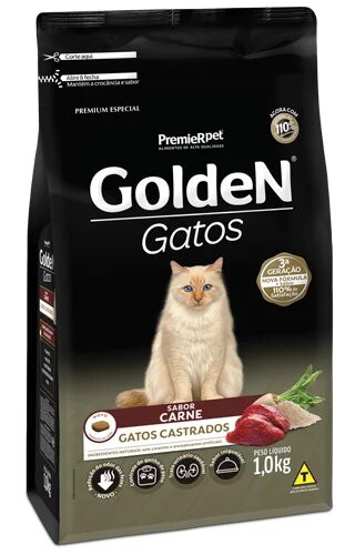 Ração para Gatos Golden Gatos Castrados sabor Carne