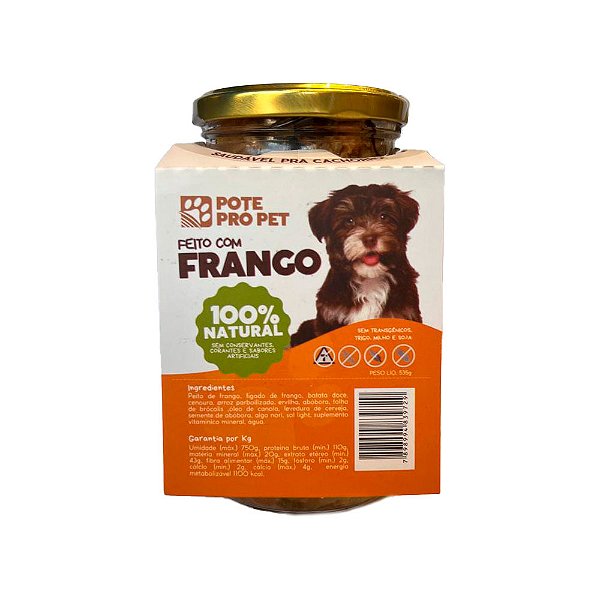 Alimento Natural Úmido para Cães Pote Pro Pet Frango