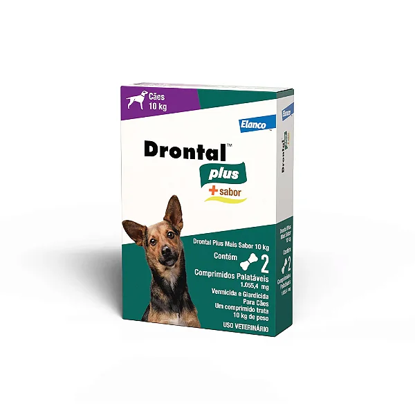 Vermífugo para Cães Drontal Plus Sabor Carne 10kg com 2 comprimidos