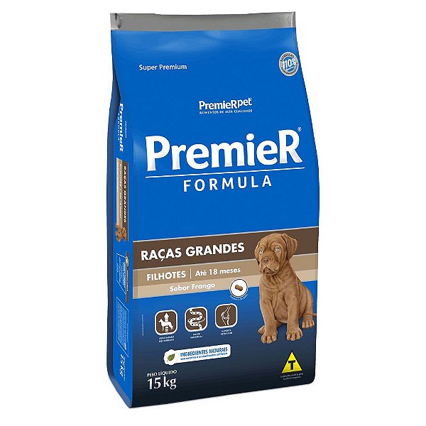 Ração Premier Formula Raças Grandes para Cães Filhotes Frango 15kg