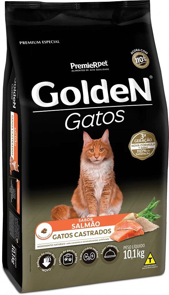 Ração para Gatos Golden Gatos Castrados sabor Salmão