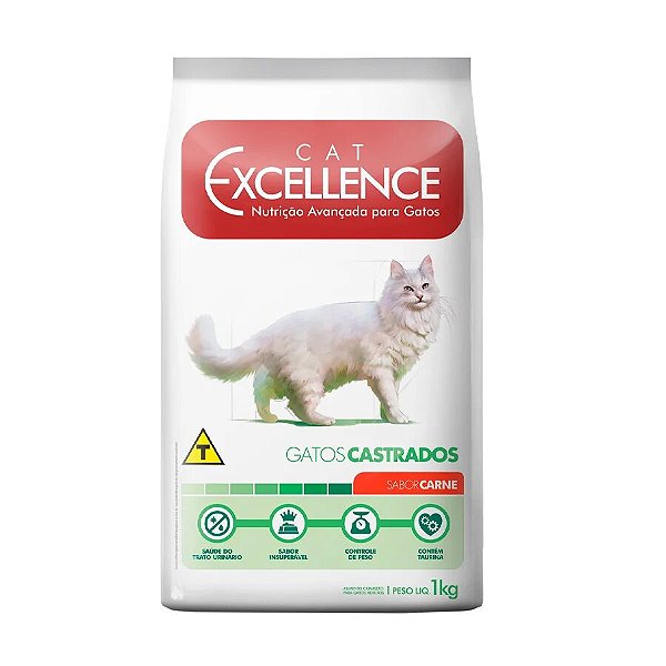 Ração para Gatos Cat Excellence Castrados Carne