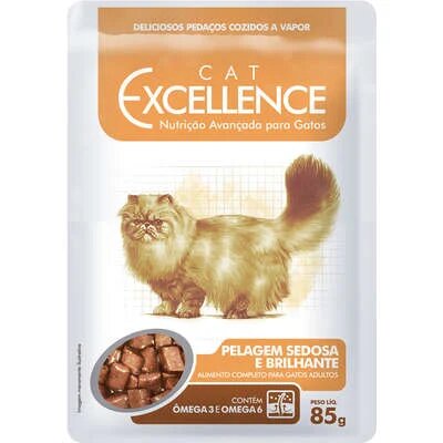 Ração Úmida para Gatos Cat Excellence Adultos Pelagem Sedosa e Brilhante 85g
