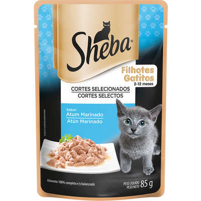 Ração Úmida para Gatos Sheba Sachê Filhote Atum Marinado 85g